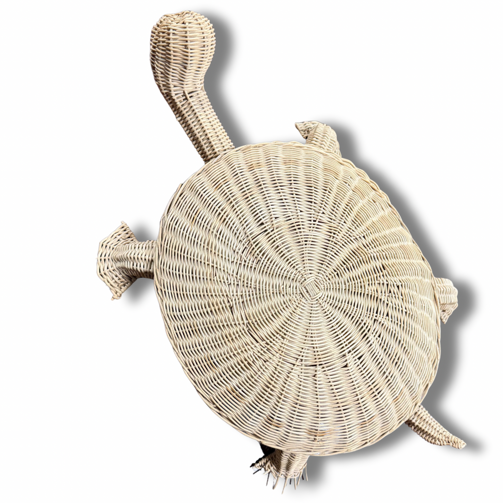 Handwoven Wicker Turtle Basket With A Lid