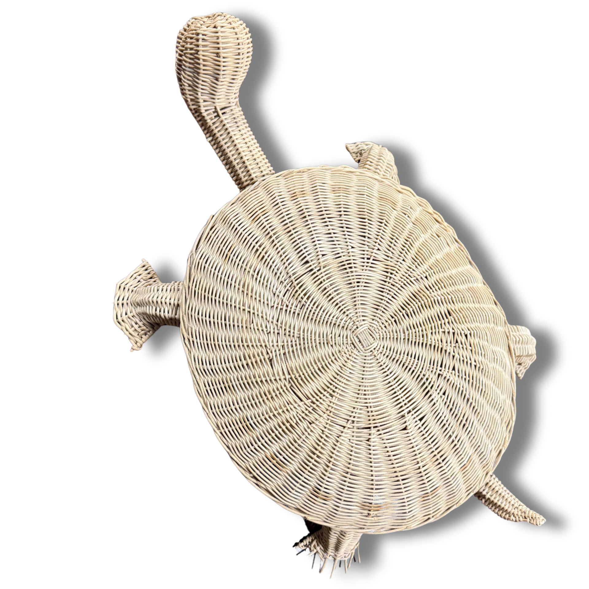 Handwoven Wicker Turtle Basket With A Lid