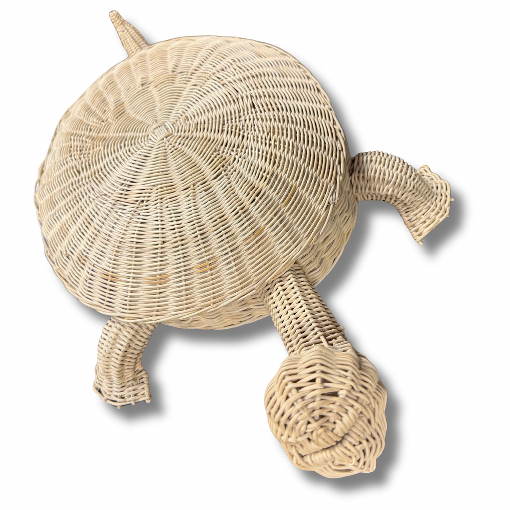 Handwoven Wicker Turtle Basket With A Lid
