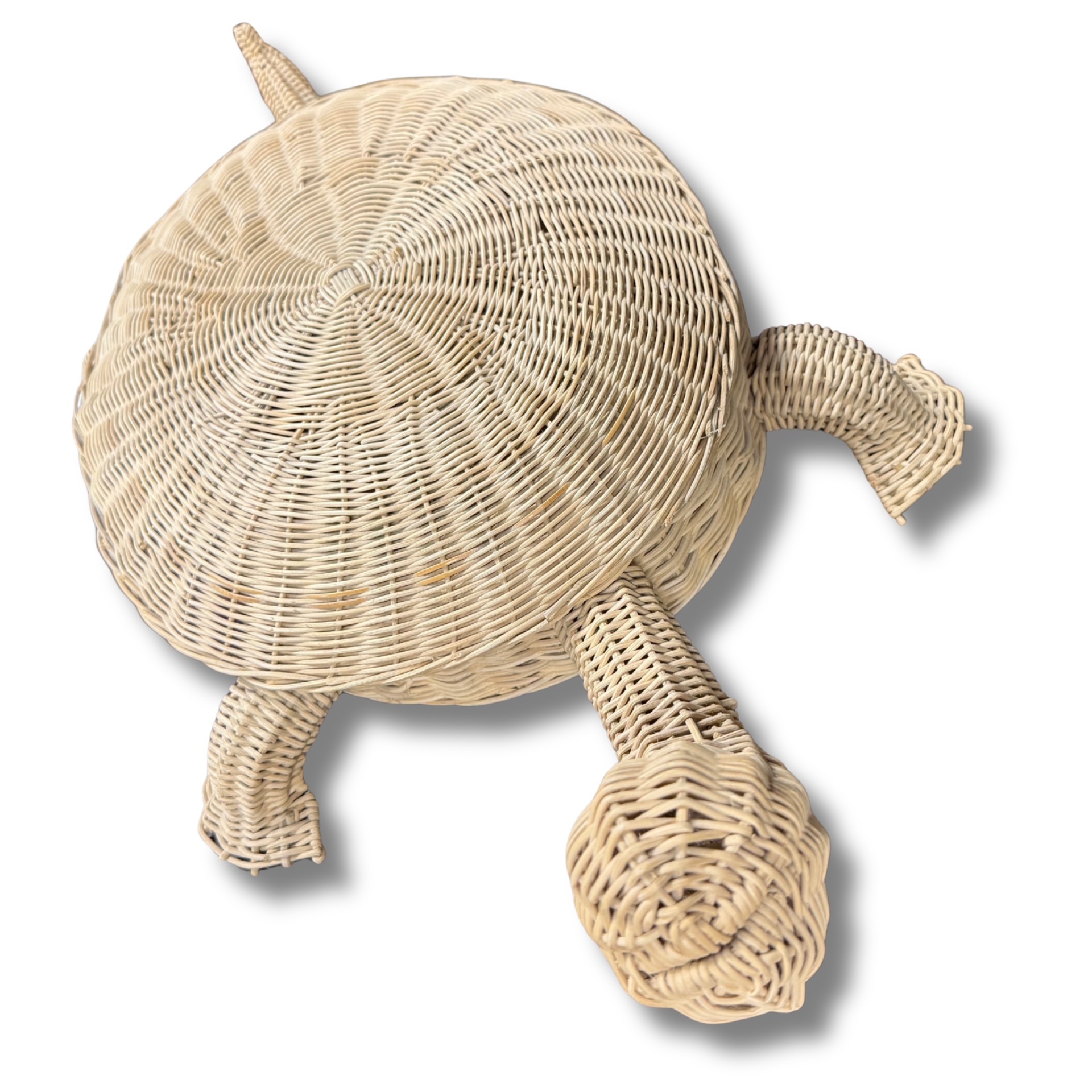 Handwoven Wicker Turtle Basket With A Lid