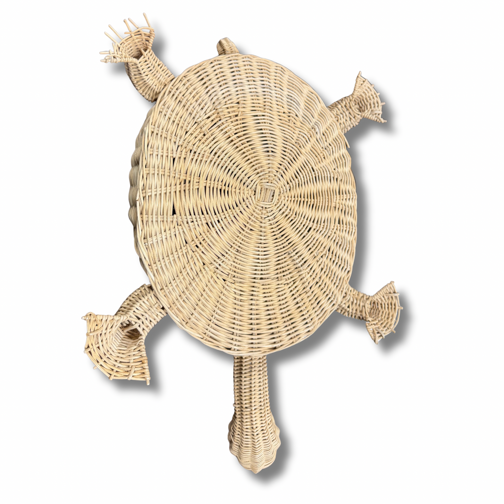 Handwoven Wicker Turtle Basket With A Lid
