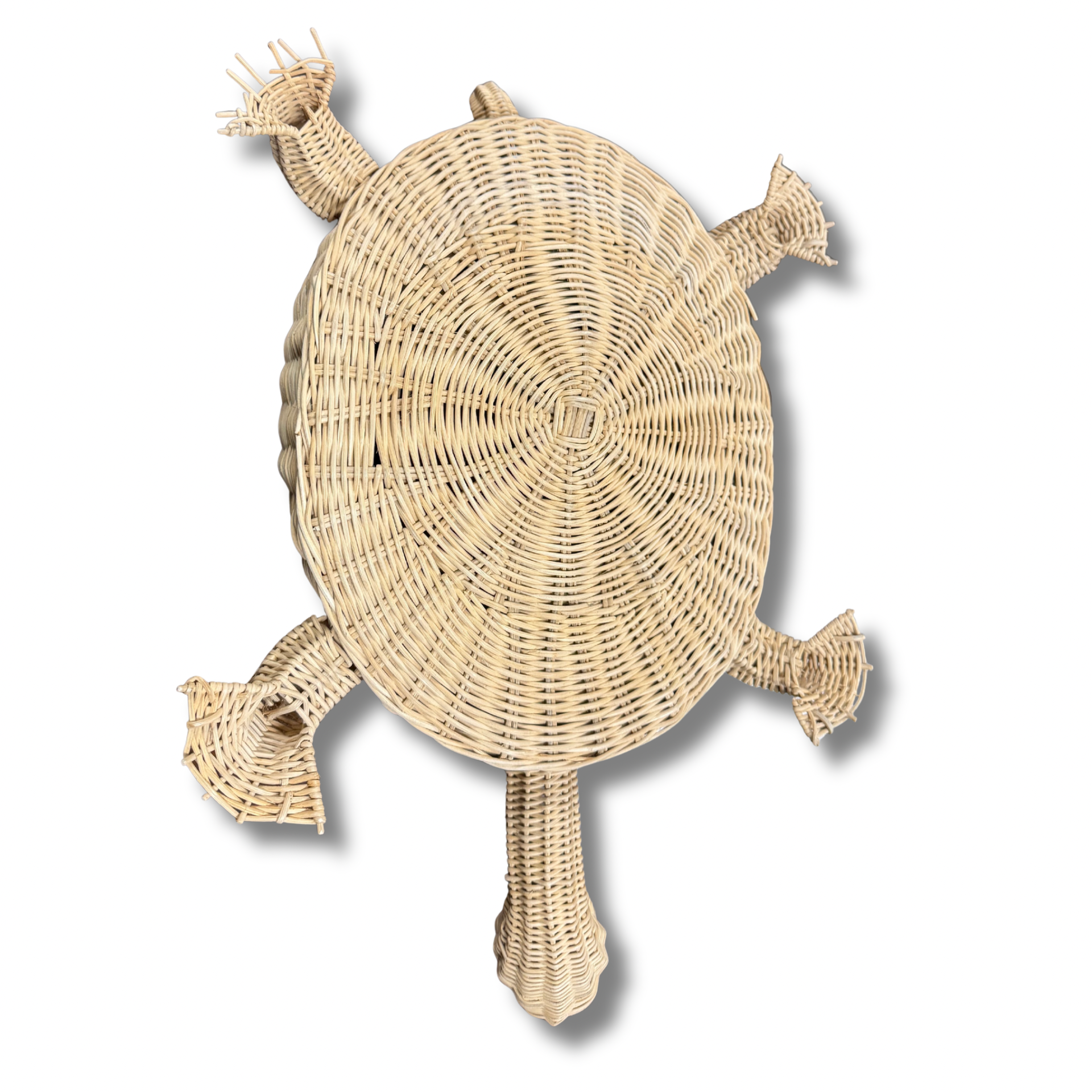 Handwoven Wicker Turtle Basket With A Lid