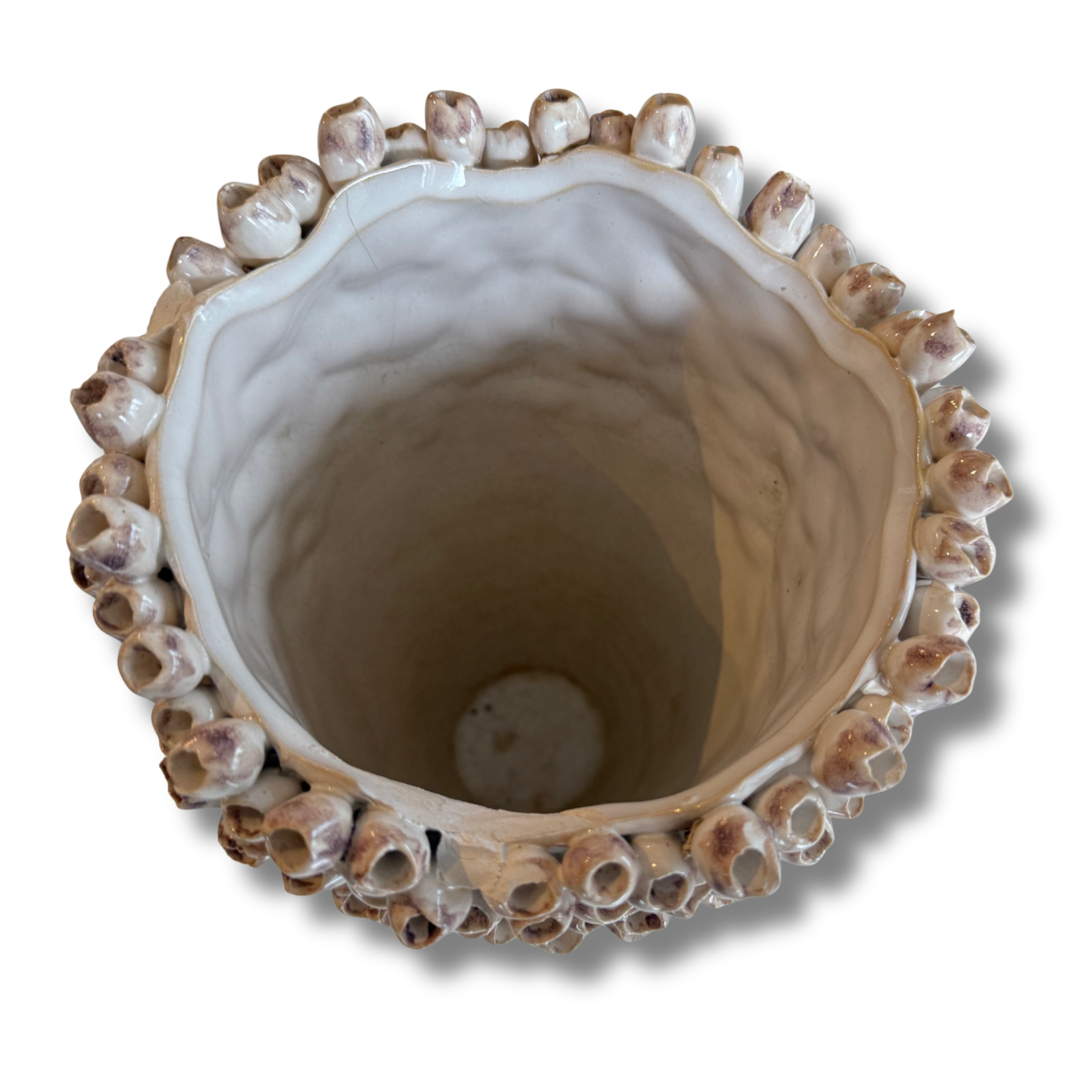 Courtney Ceramic Textured Vase – Sculptural White Glaze