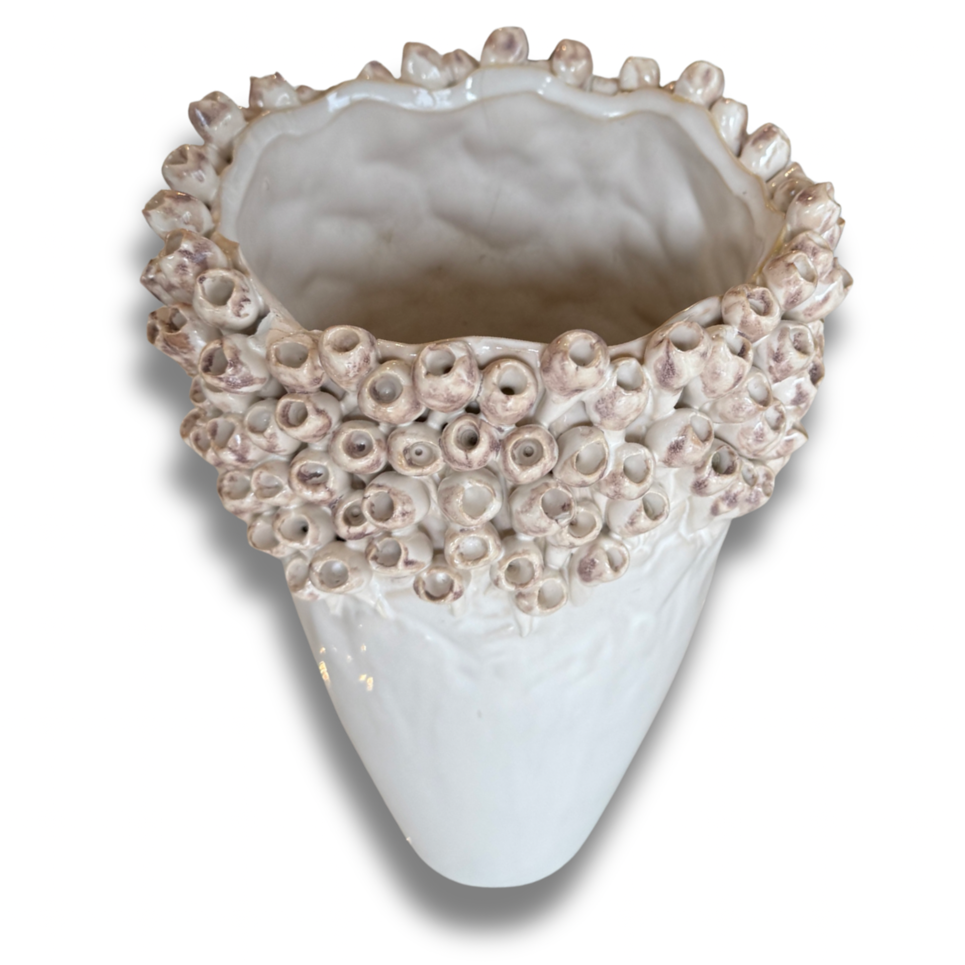 Courtney Ceramic Textured Vase – Sculptural White Glaze