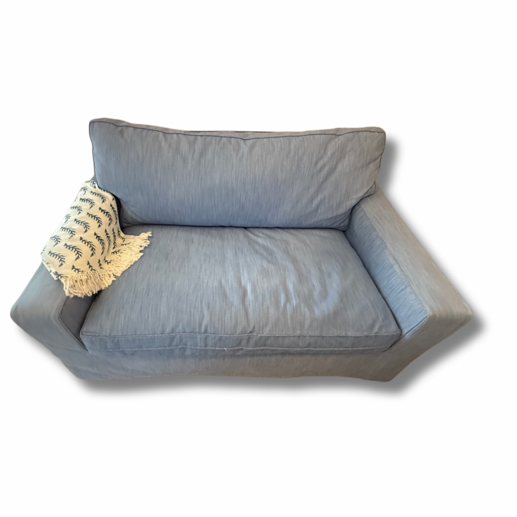 Twin Pull-Out Sleeper Sofa – Soft Blue Upholstery