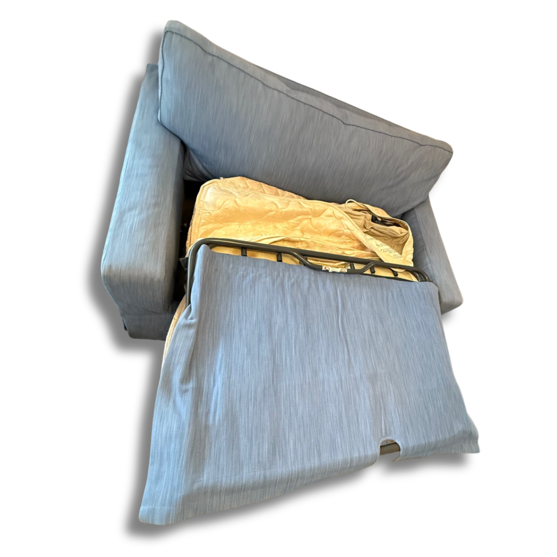 Twin Pull-Out Sleeper Sofa – Soft Blue Upholstery