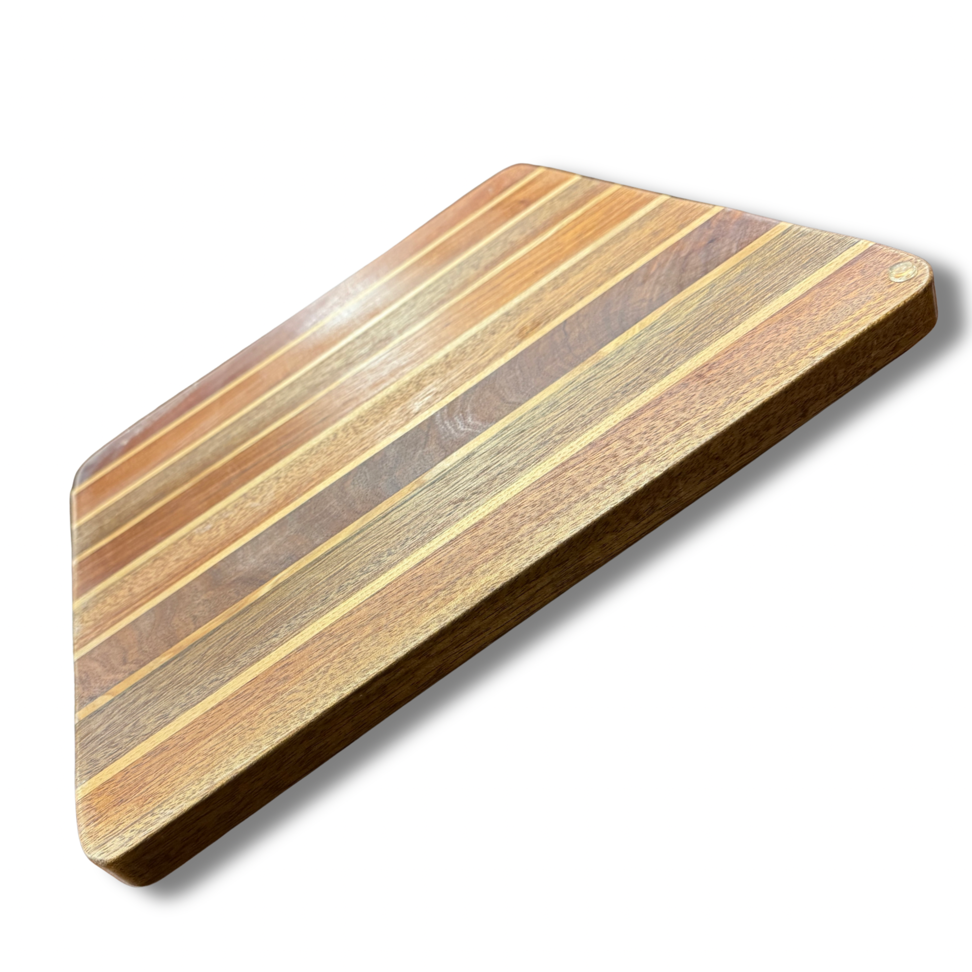 Teak Plank Serving Tray With Chrome Handles