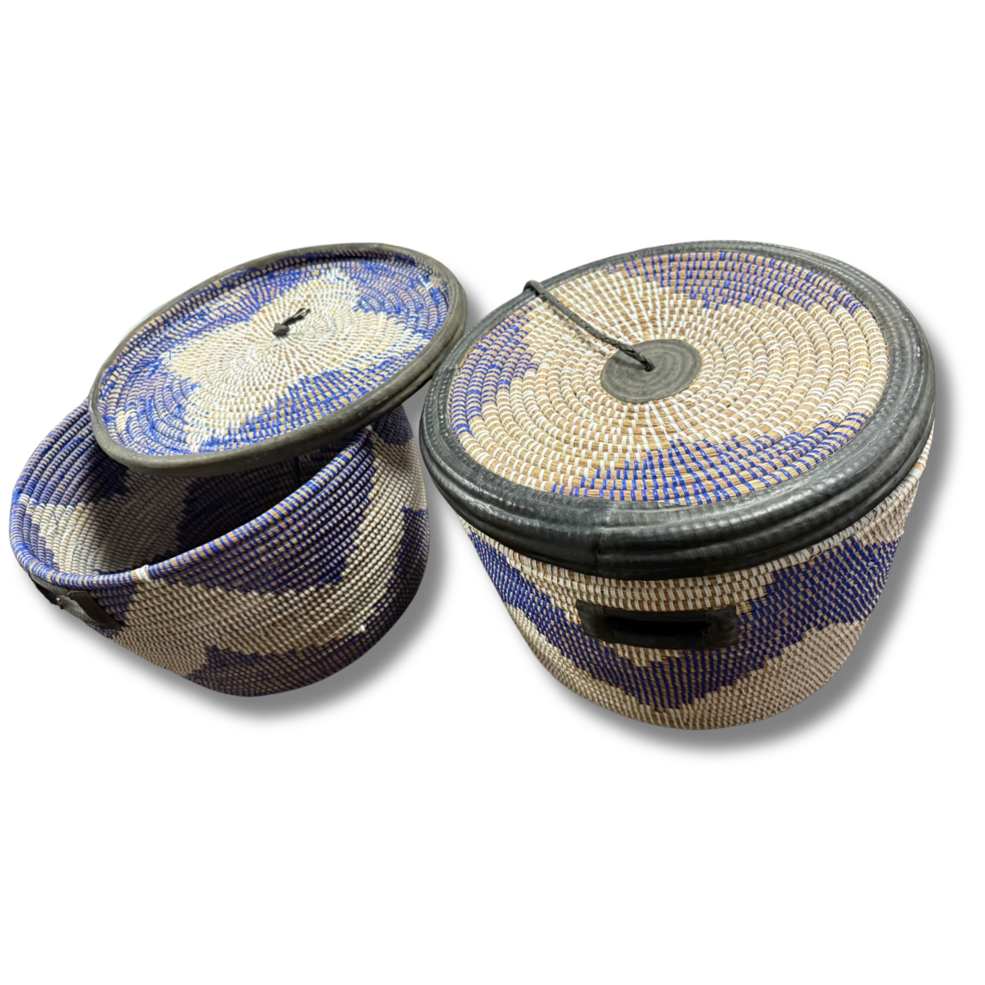 Handwoven Coumba Baskets With Lids Pair