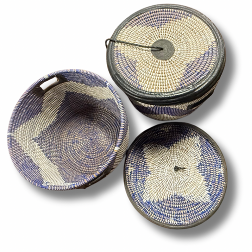 Handwoven Coumba Baskets With Lids Pair