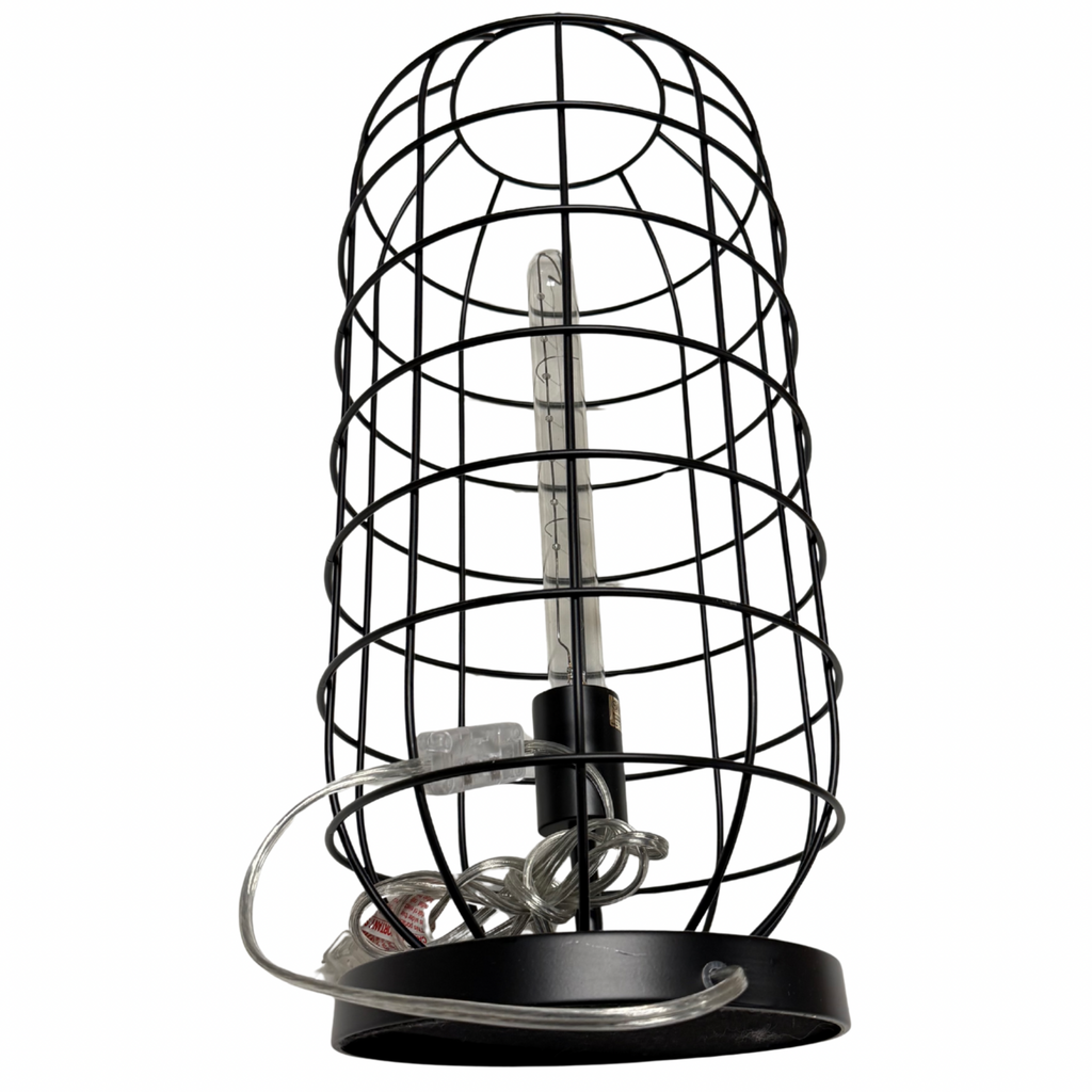 Industrial Black Metal Cage Lanterns — Set of 2
