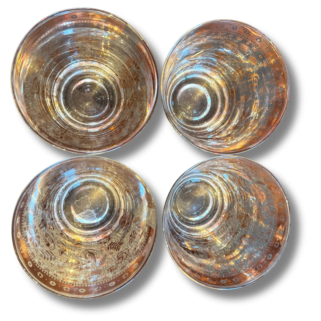 Set of 4 Gold Leaf Etched Water Glasses