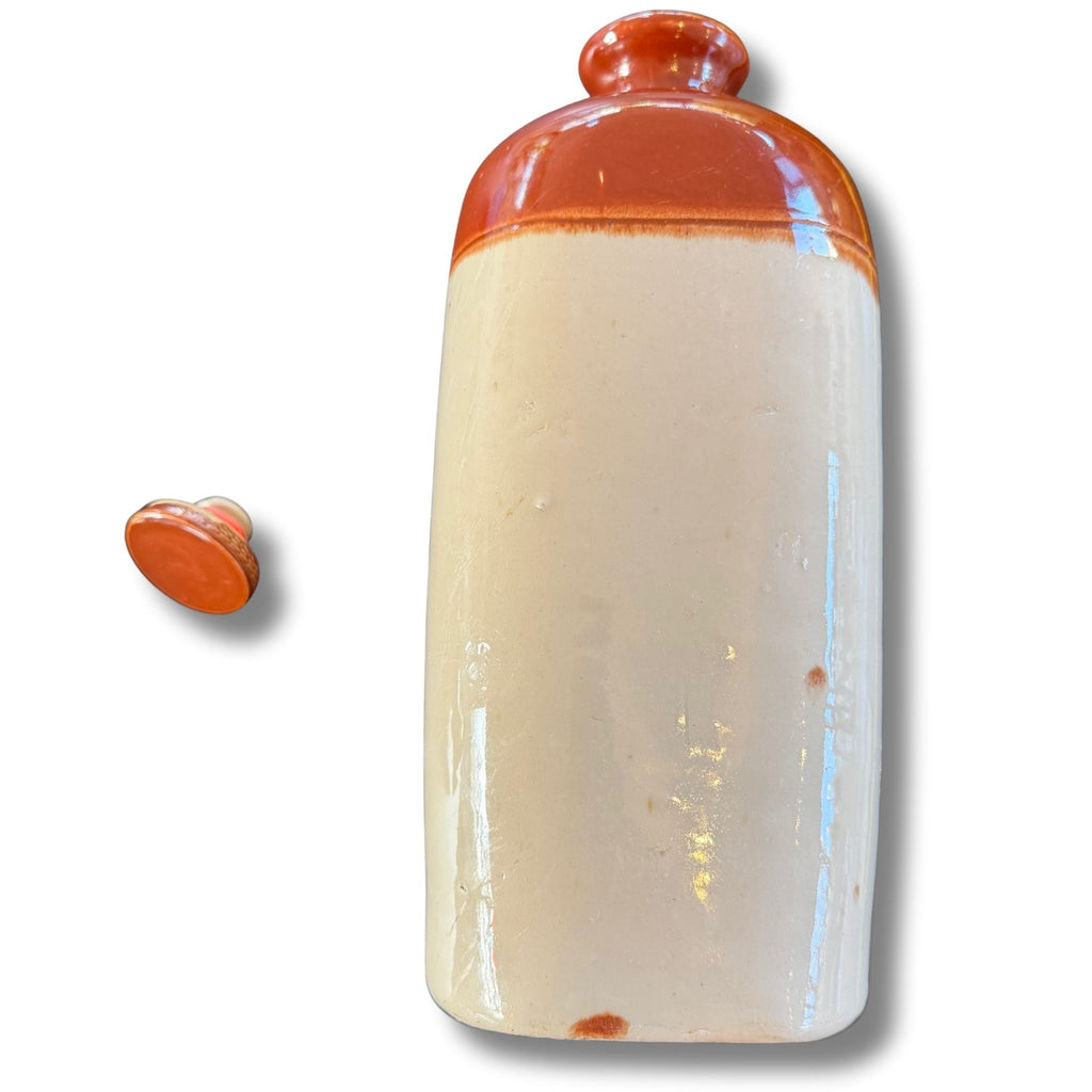 Antique Stoneware Hot Water Bottle / Vintage Warmer Two-Tone Glazed