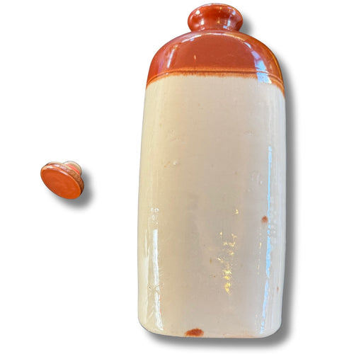 Antique Stoneware Hot Water Bottle / Vintage Warmer Two-Tone Glazed