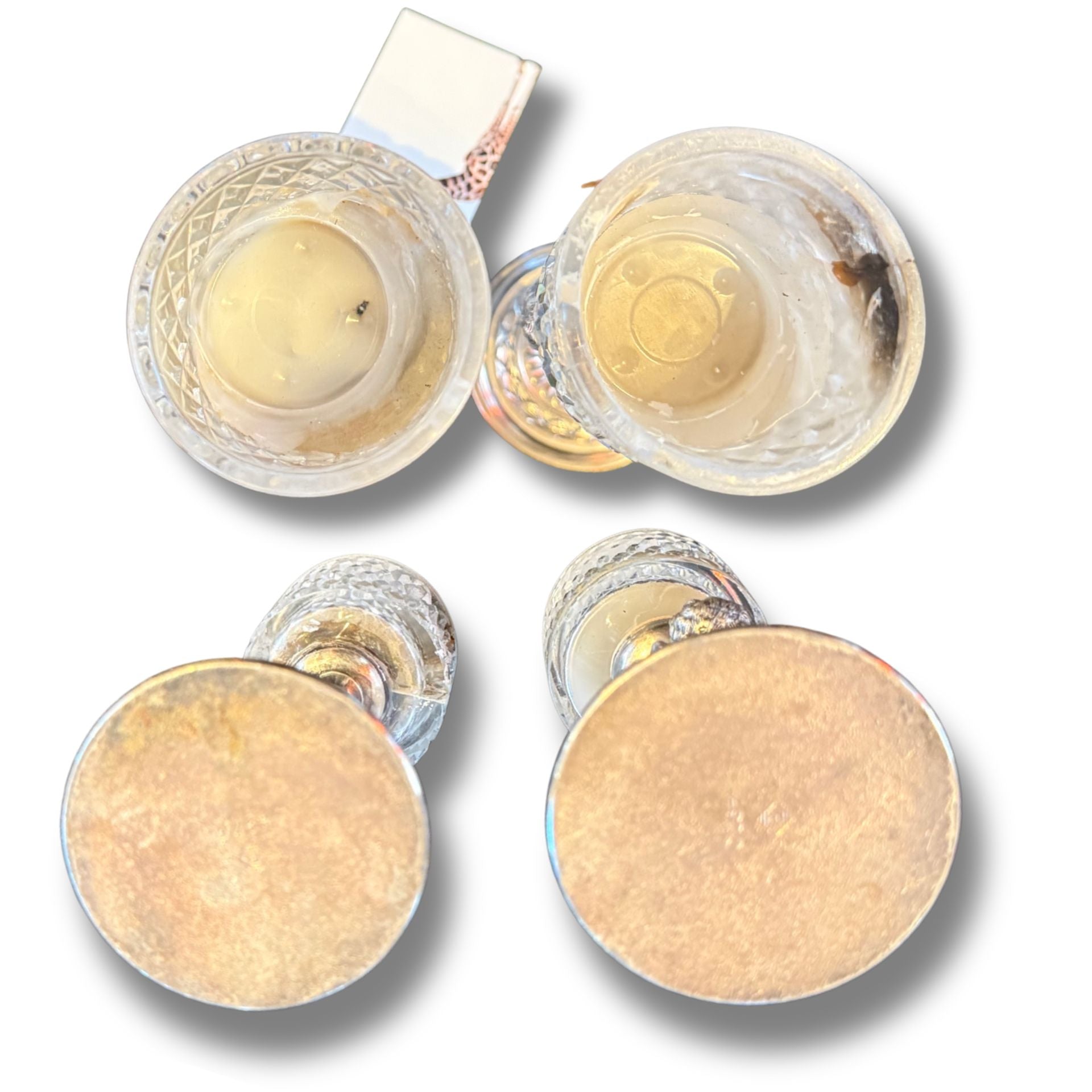 Set of 2 Modern Crystal Hurricane Candle Chrome Wire Holders With Silver Cherub Bases