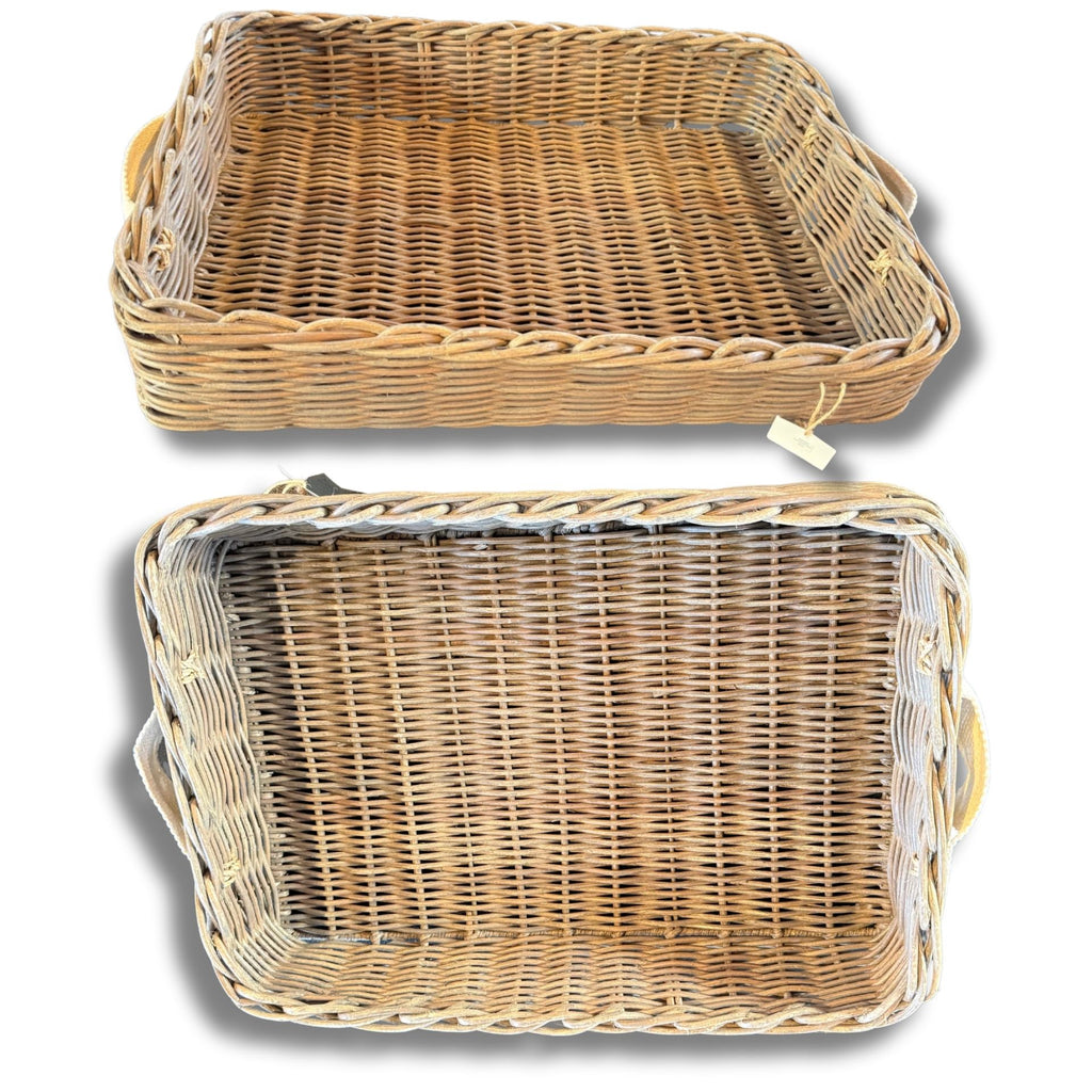 Lands’ End Home Seagrass & Rattan Woven Basket With Handles