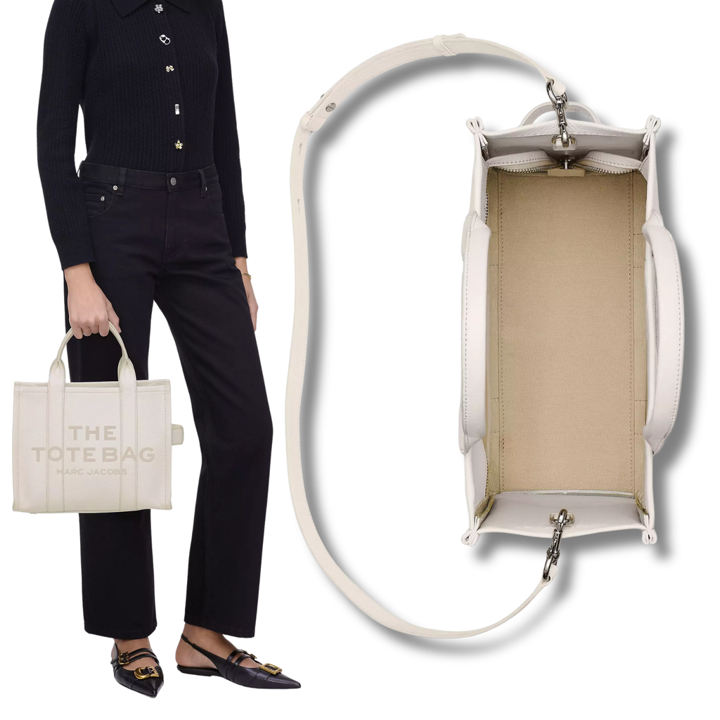 The Leather Tote Bag Black Or White | Small & Medium