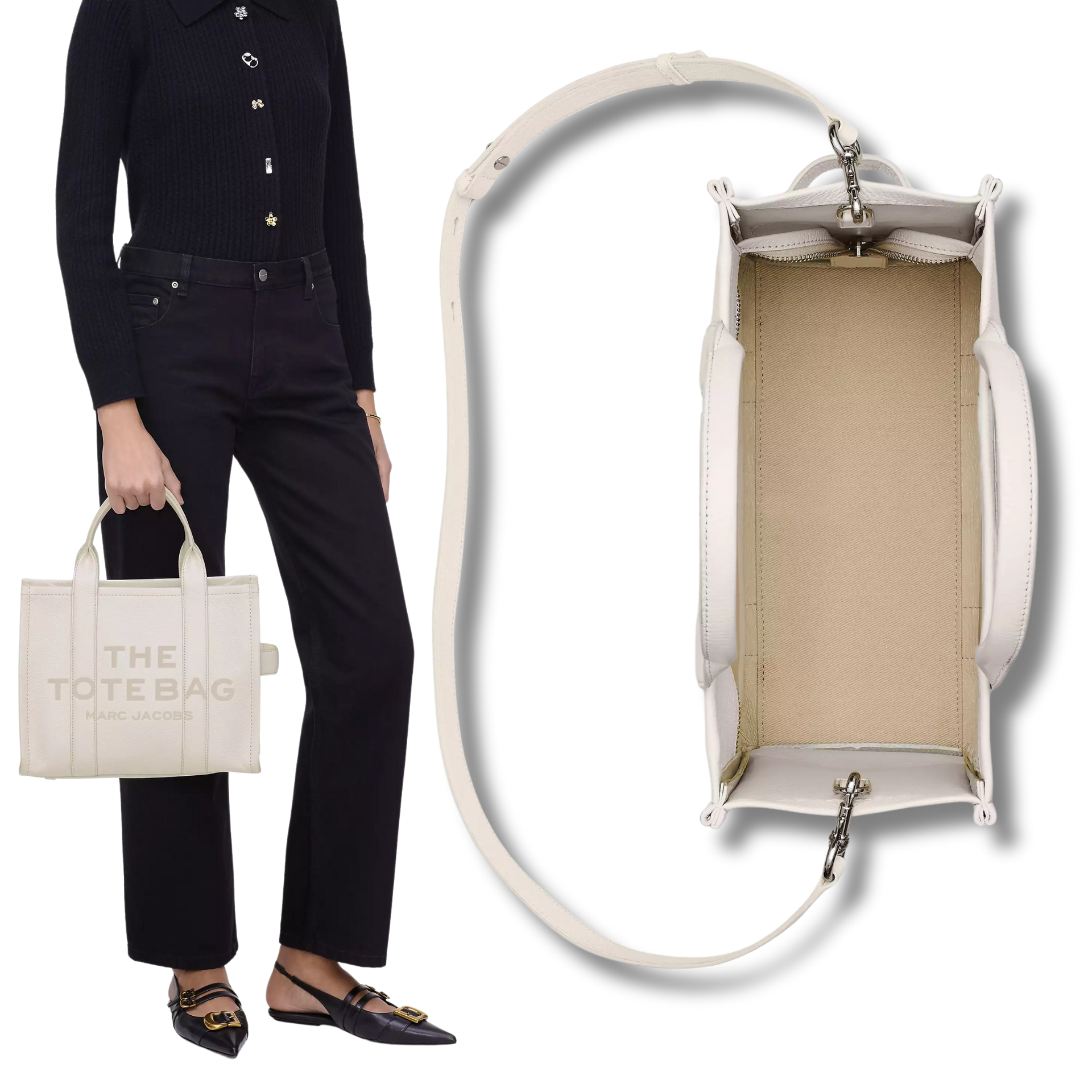 The Leather Tote Bag Black Or White | Small & Medium