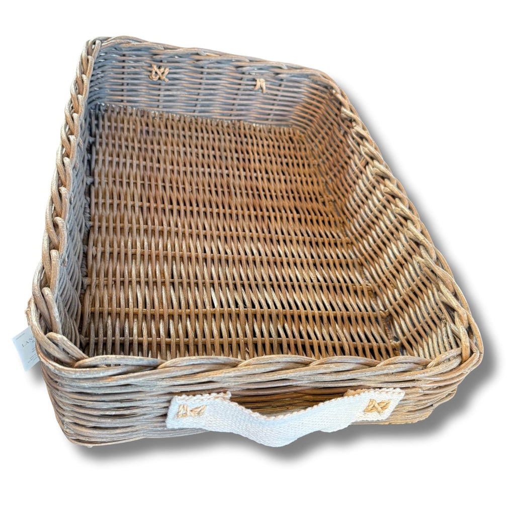 Lands’ End Home Seagrass & Rattan Woven Basket With Handles