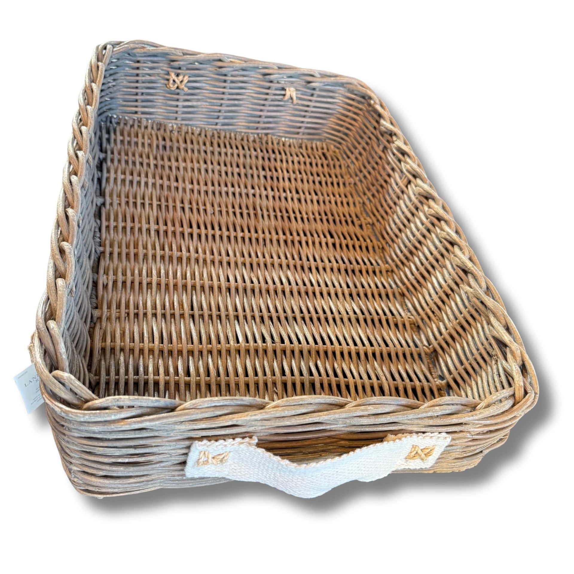 Lands’ End Home Seagrass & Rattan Woven Basket With Handles