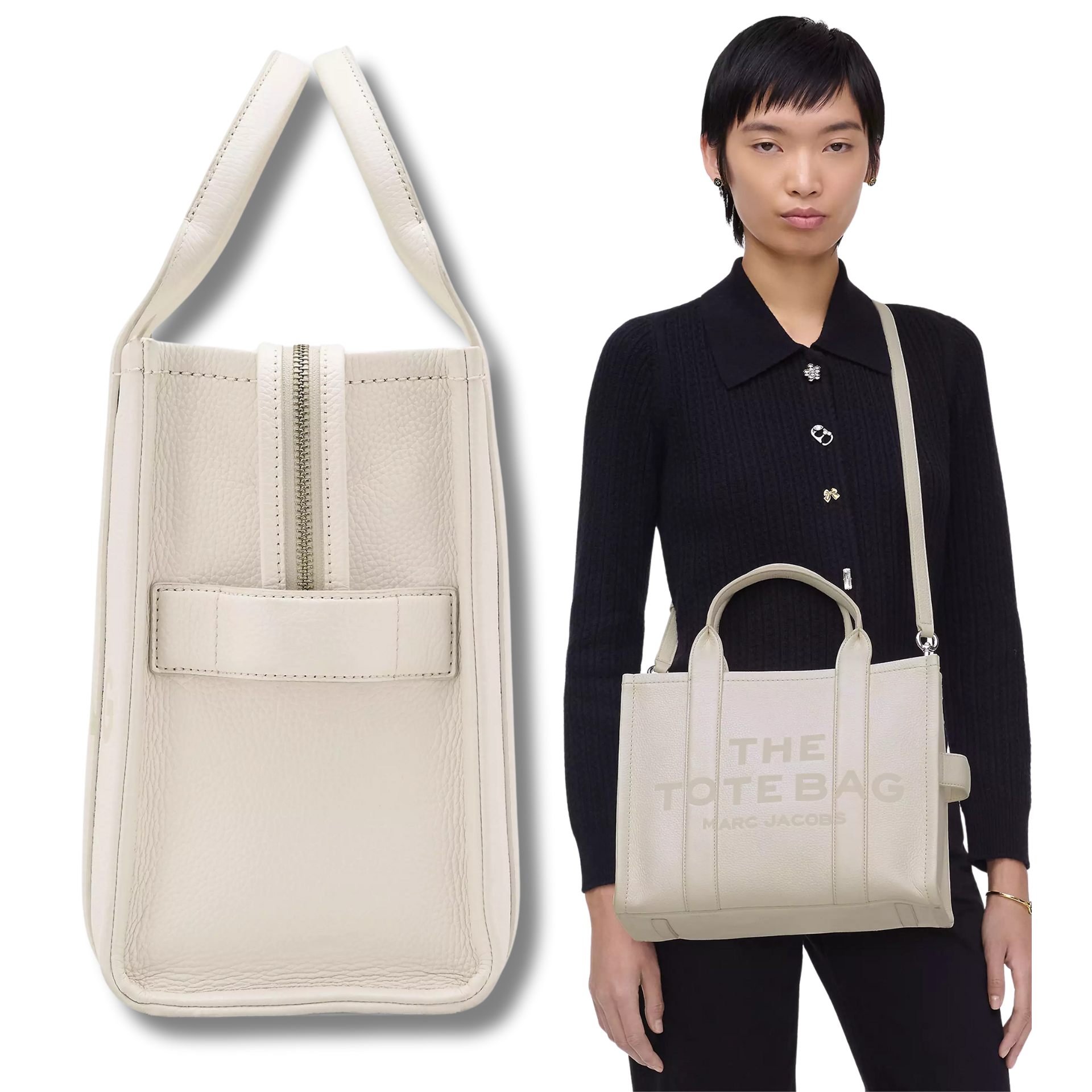 The Leather Tote Bag Black Or White | Small & Medium