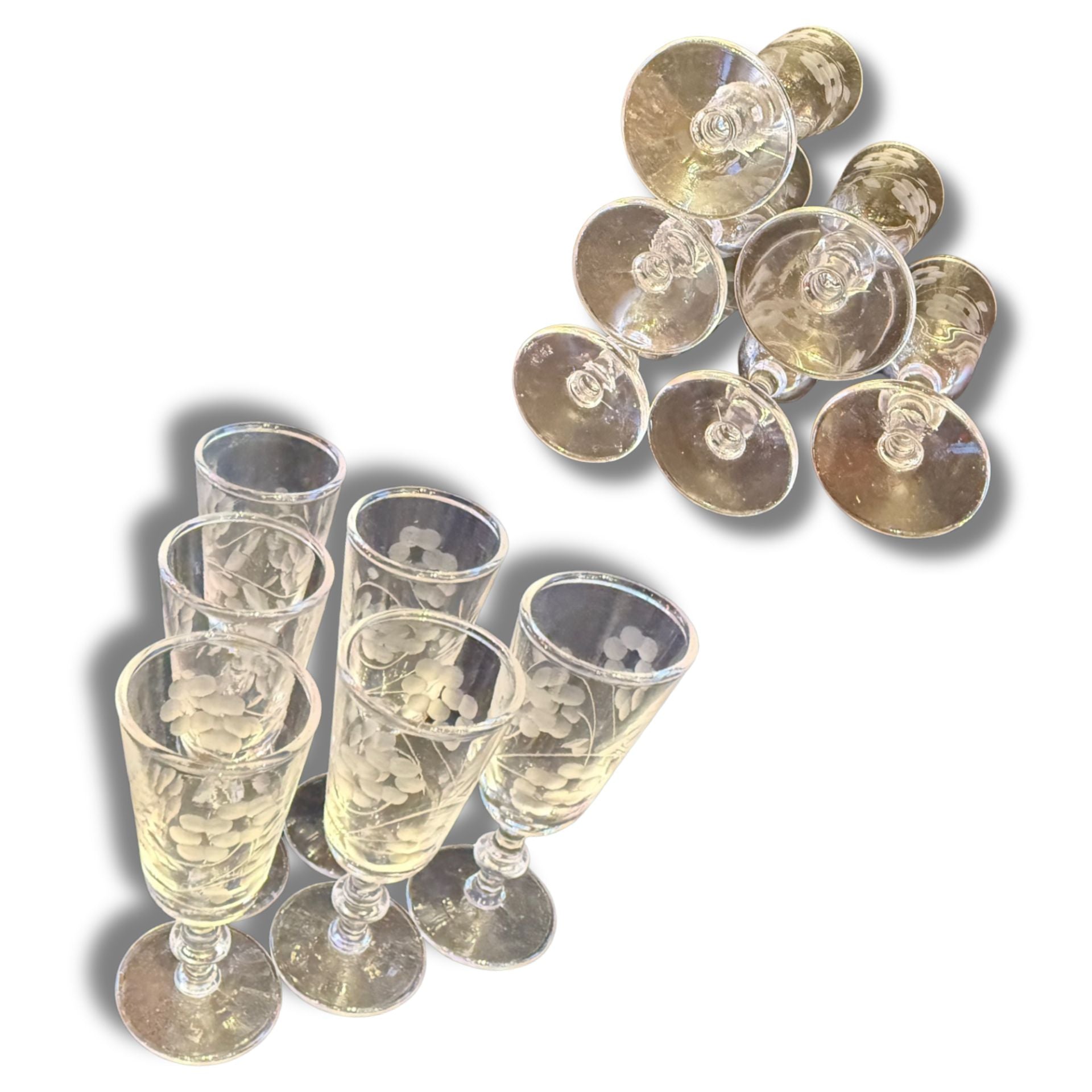 Vintage Etched Aperitif Glasses – Set Of 6