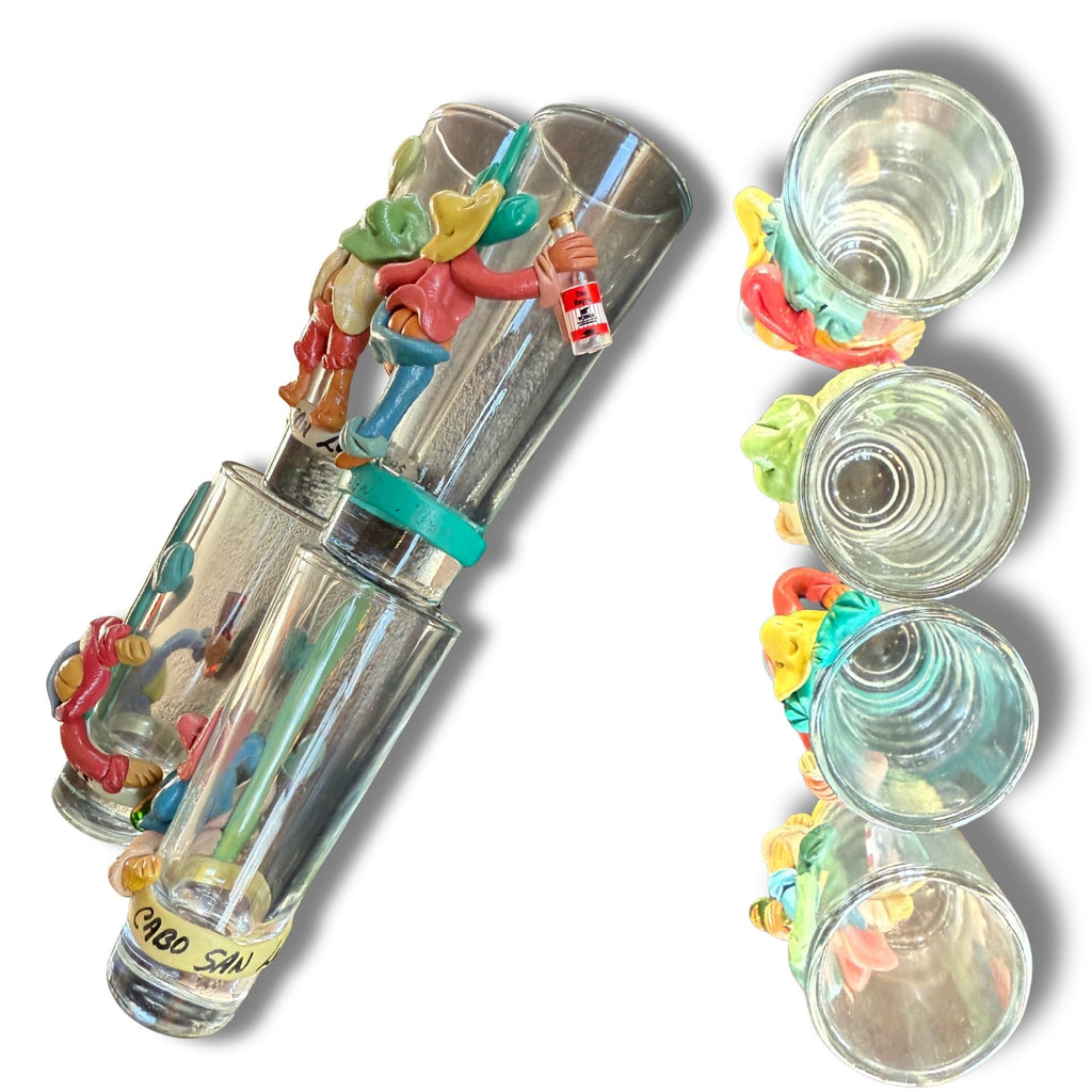 4 Handcrafted Cactus Señor Shot Glasses