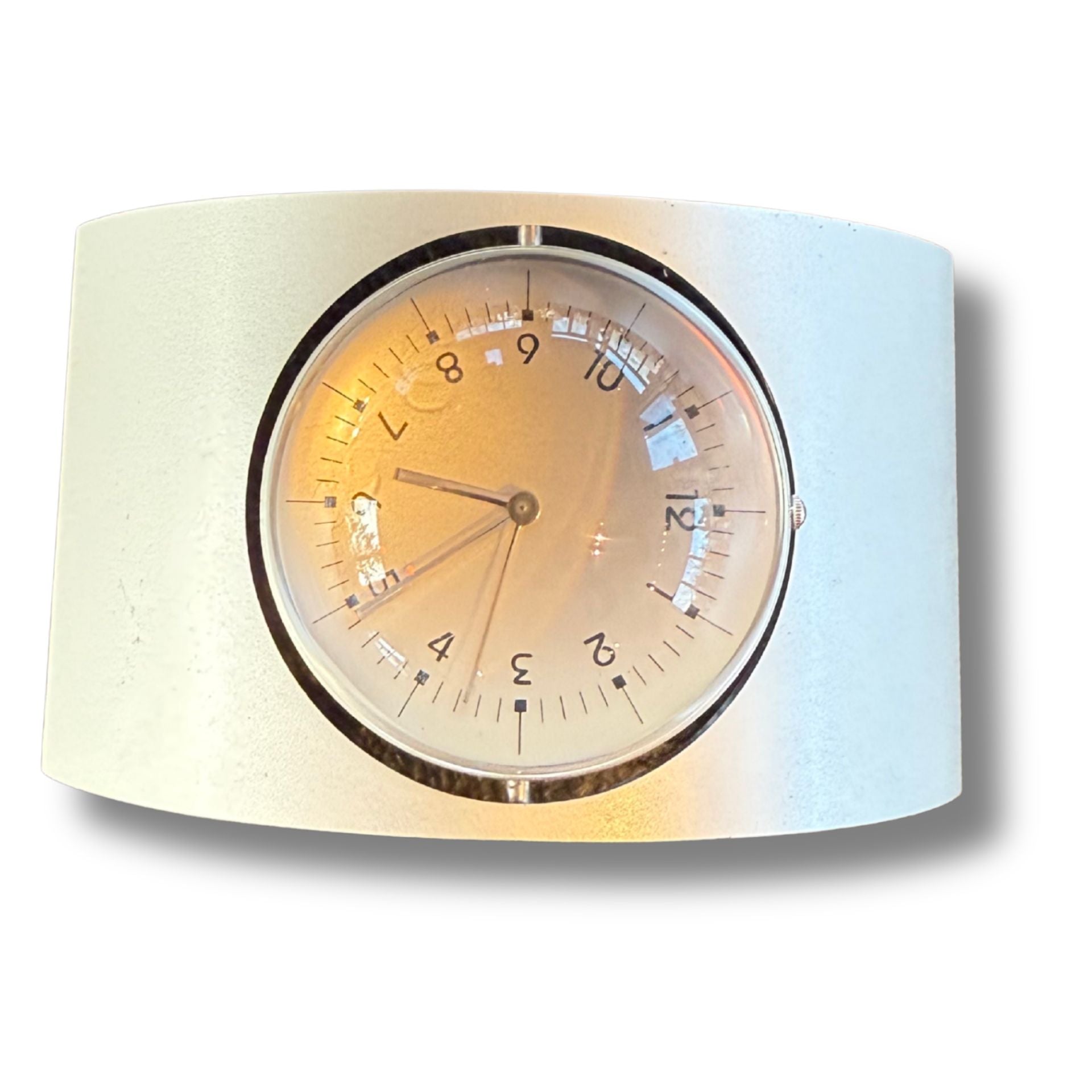 Modern Spinning Orbit Desk Clock – Silver Floating Aluminum Base Dial