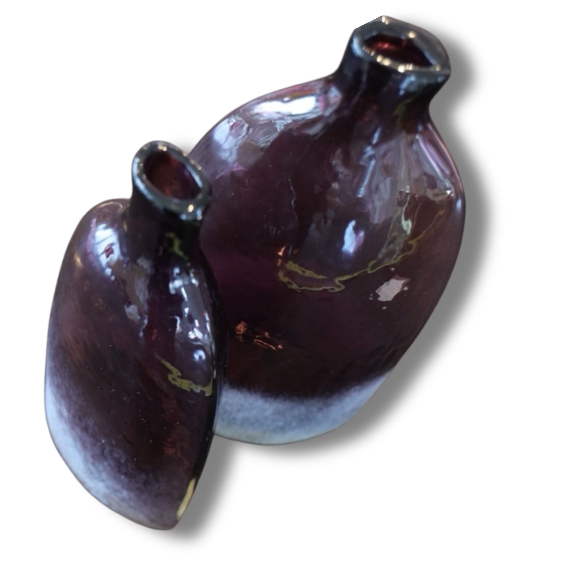 Set of Two Handblown Purple Gradient Glass Bottles – Modern Art Vases