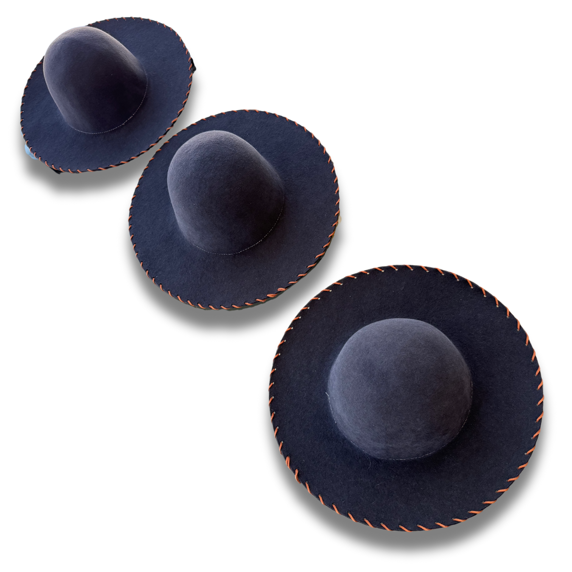 Soft Black Wool Felt Hat With Leather Stitch Trim