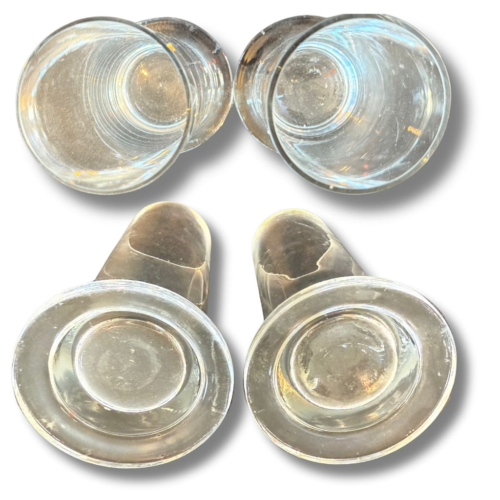 Set of 2 Clear Pedestal Glass Vases