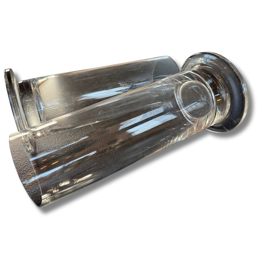 Set of 2 Clear Pedestal Glass Vases