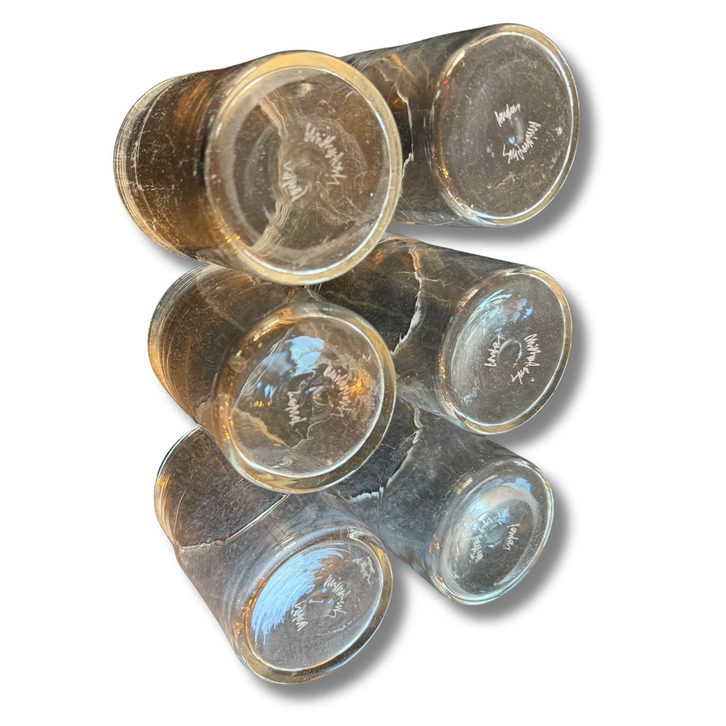 Set of 6 Clear Ribbed Drinking Glasses