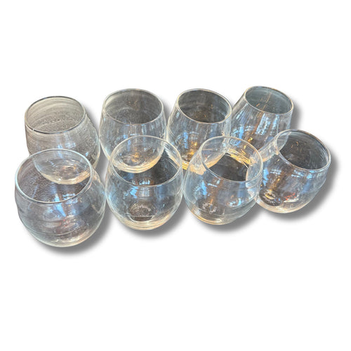 Set of 8 Hand-Blown Drinking Glasses – Modern Rounded Tumblers