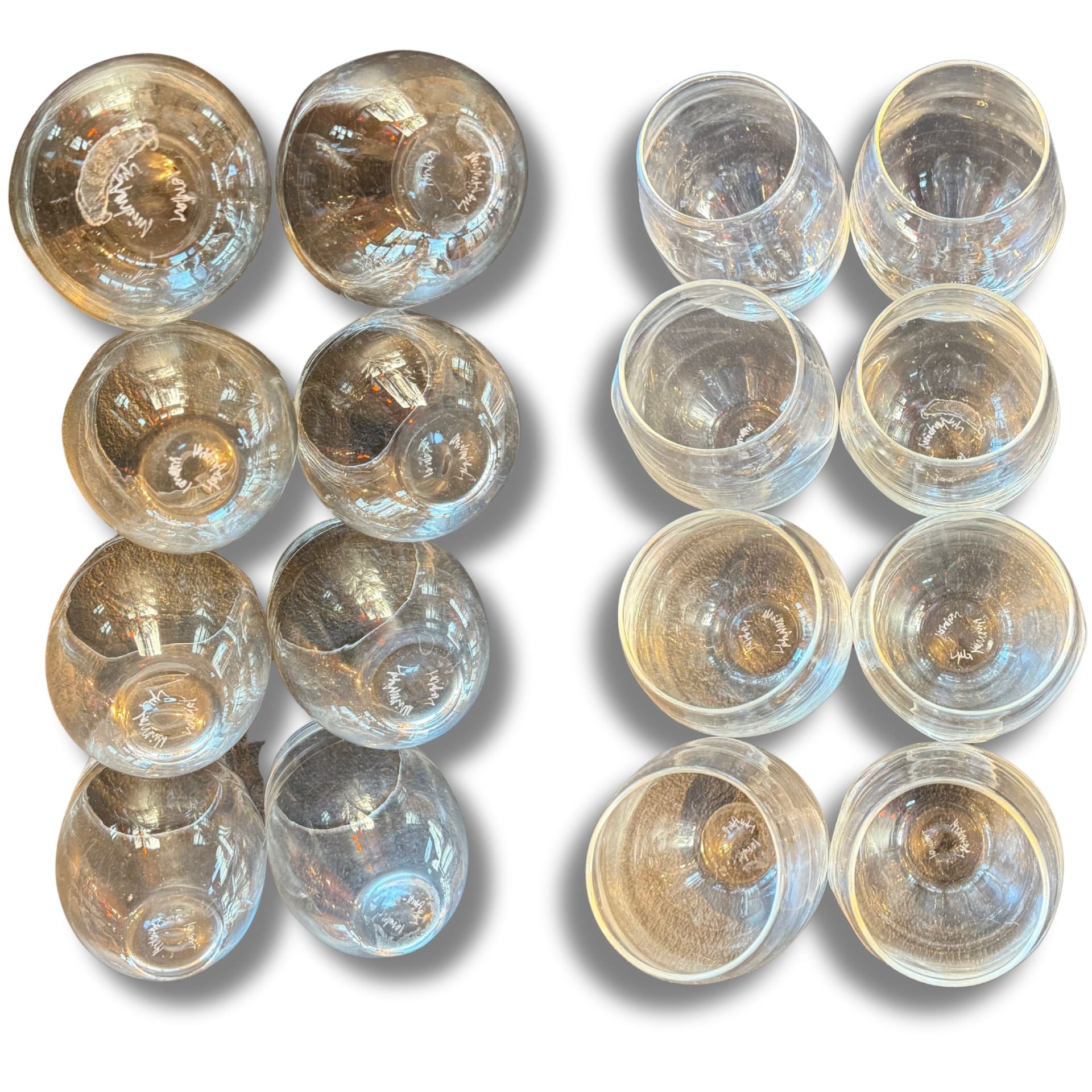 Set of 8 Hand-Blown Drinking Glasses – Modern Rounded Tumblers