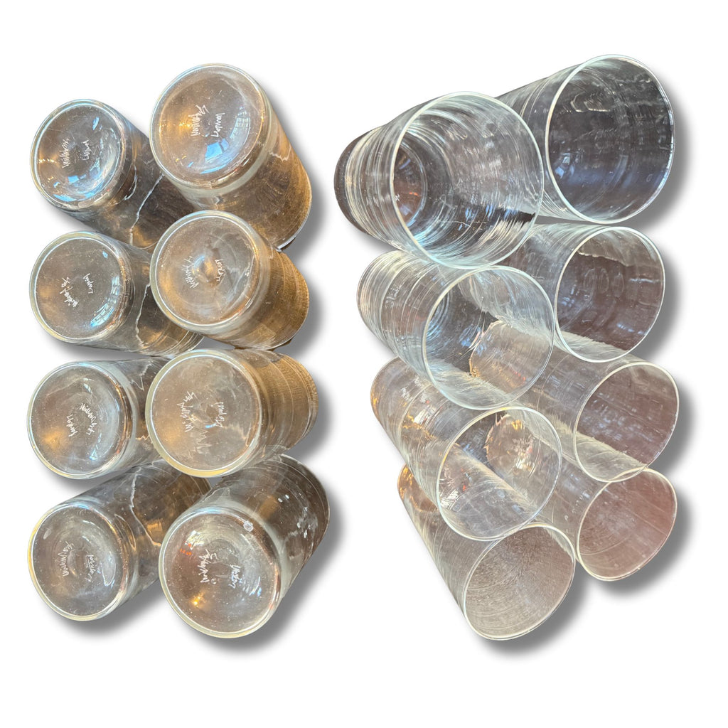 Set of 8 Large Hand-Blown Drinking Glasses