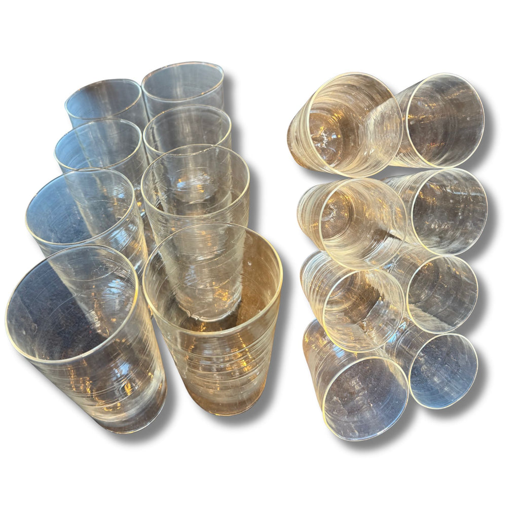 Set of 8 Large Hand-Blown Drinking Glasses