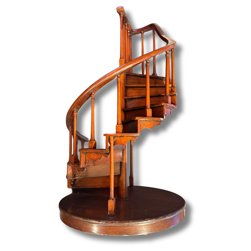 Vintage Handcrafted Wooden Spiral Staircase Architectural Model / Sculpture