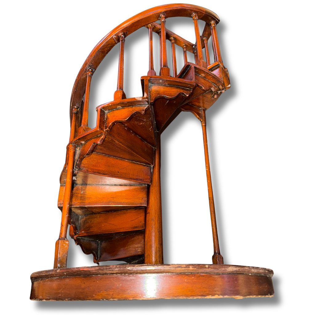Vintage Handcrafted Wooden Spiral Staircase Architectural Model / Sculpture
