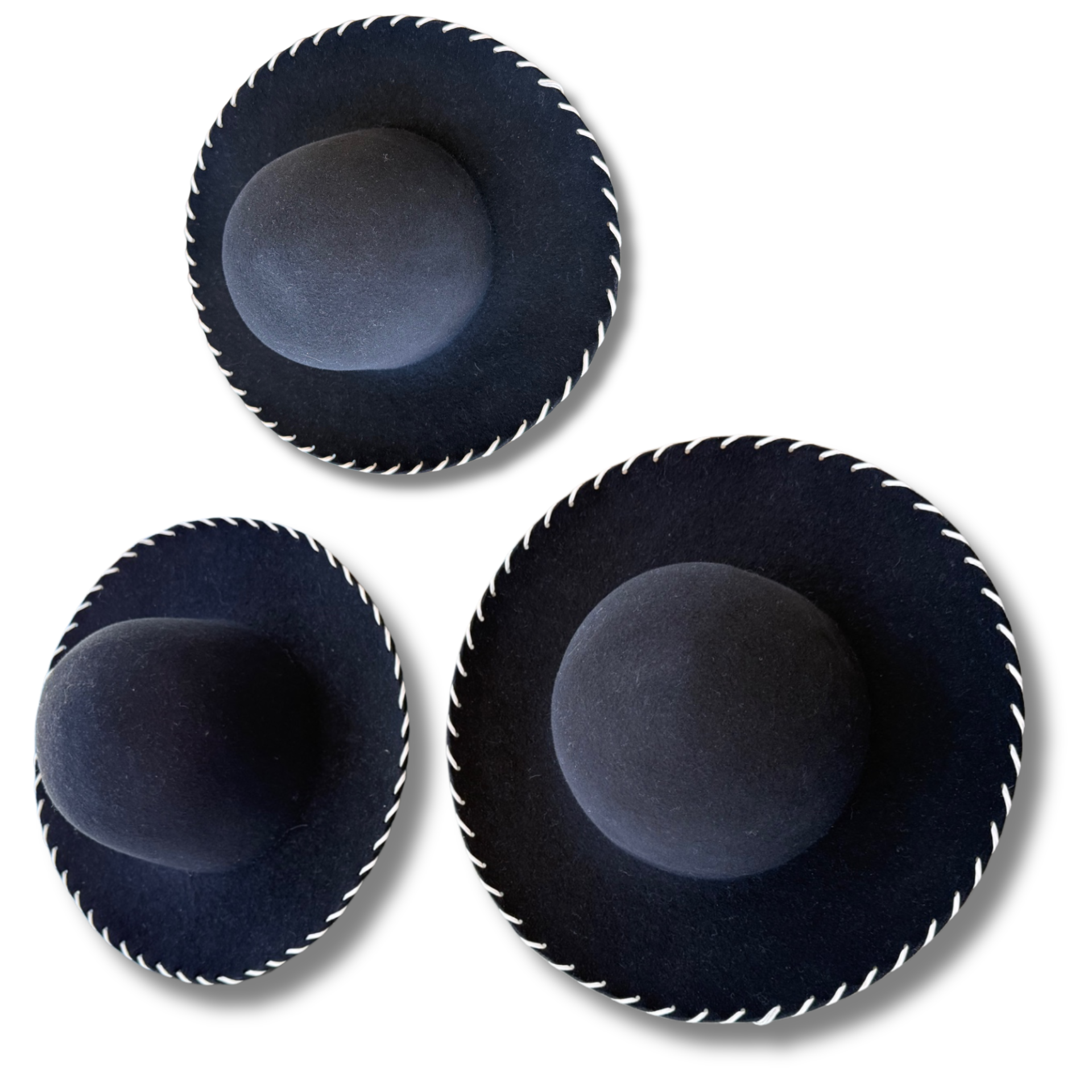 Soft Black Wool Felt Hat With Leather Stitch Trim