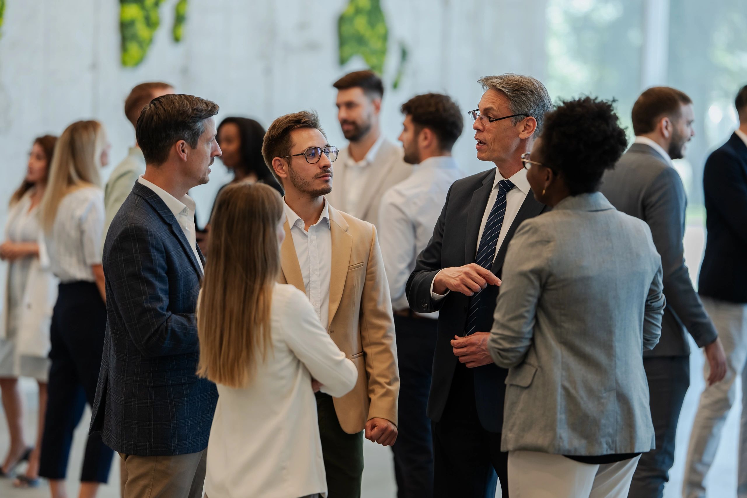 Guests networking at an event